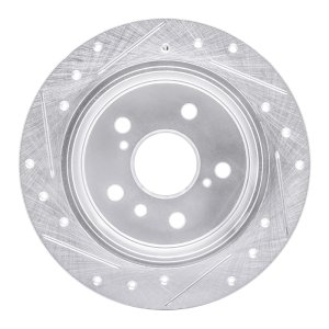 Lexus ES300 Brake Rotor (1) - Rear Right - R1 Concepts - Drilled & Slotted - Silver - `92-`03